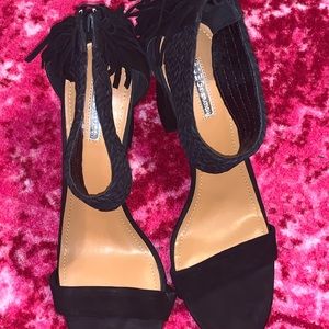 BCBG GENERATION black suede fringe block heel